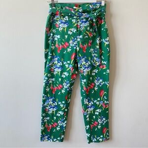 Jules & Leopold Green Floral Patterned Fabric Tie Waist Size Small